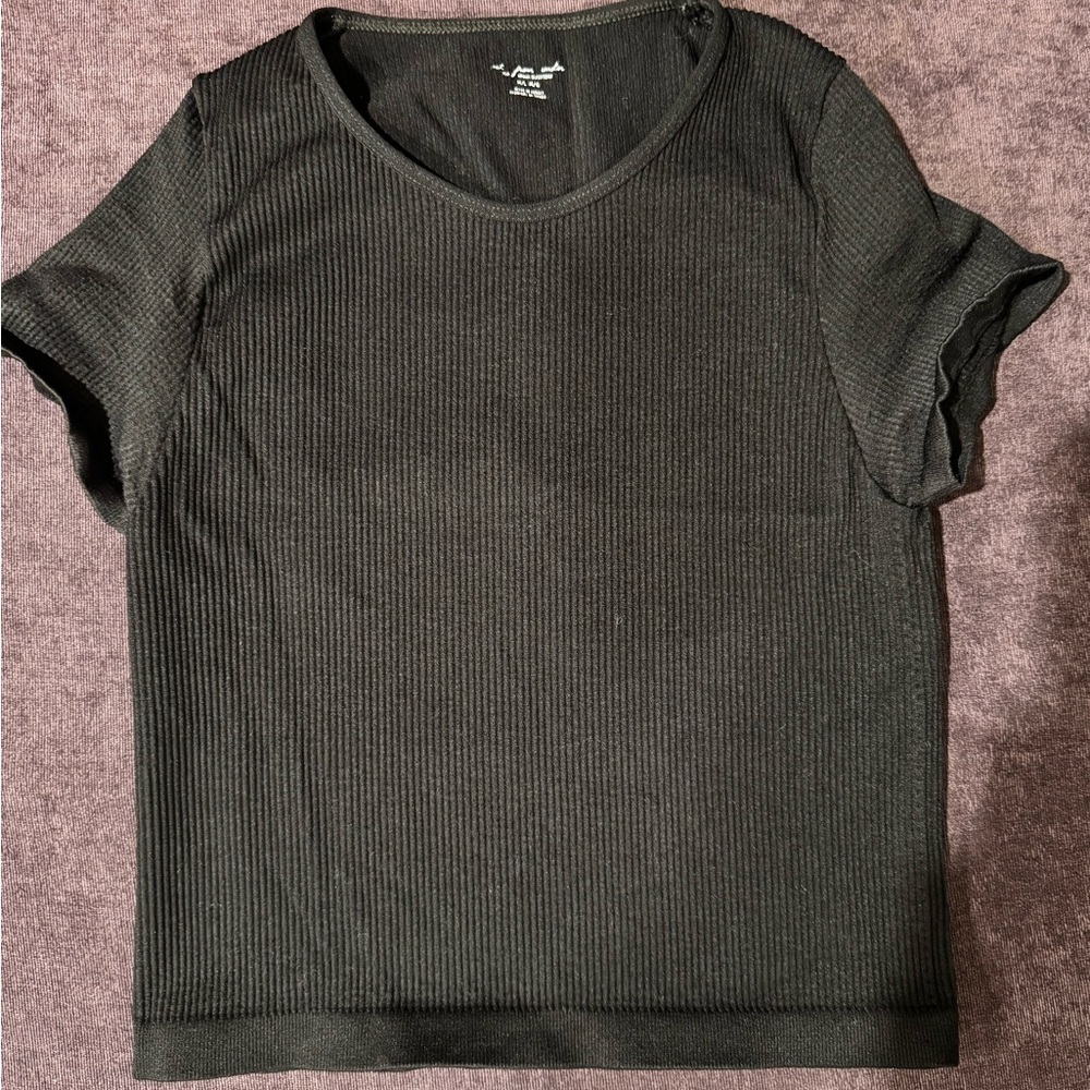 Urban Outfitters Black Ribbed Short Sleeve Tee